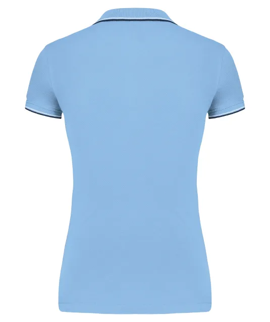 K251 - Damespolo korte mouwen Sky Blue / Navy / White