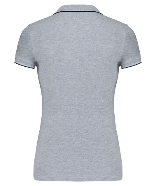 K251 - Damespolo korte mouwen Oxford Grey / Navy / White