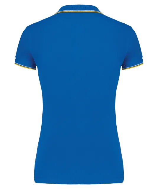 K251 - Damespolo korte mouwen Light royal blue/Yellow/White