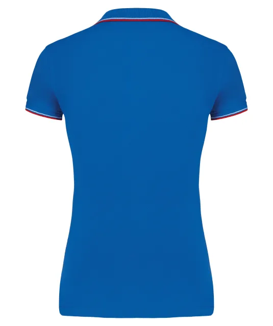 K251 - Damespolo korte mouwen Light Royal Blue / Red / White