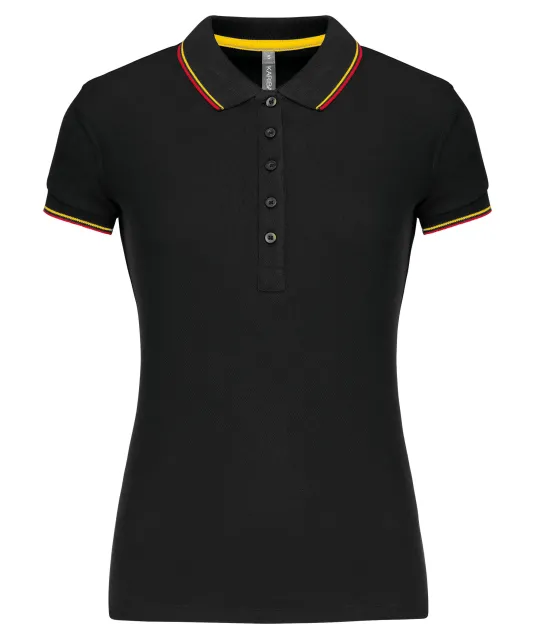K251 - Damespolo korte mouwen Black / Red / Yellow