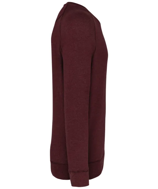 K480 - Herensweater BIO ronde hals raglanmouwen Wine Heather