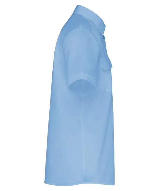 K503 - Herenpilootoverhemd korte mouwen Sky Blue