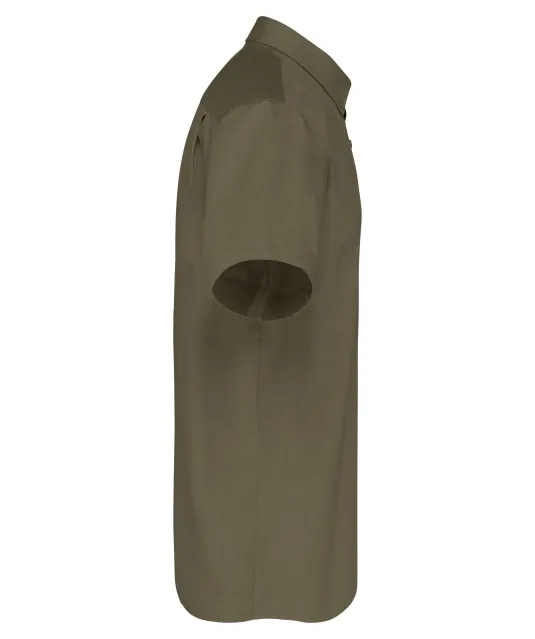 K587 - Katoenen herenoverhemd met korte mouwen "Ariana" Light khaki