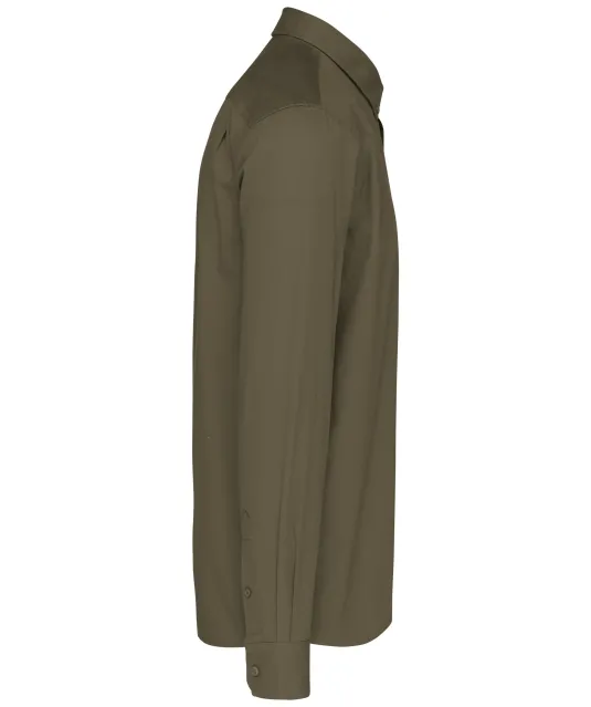 K586 - Herenoverhemd met lange mouwen van katoen Nevada Light khaki