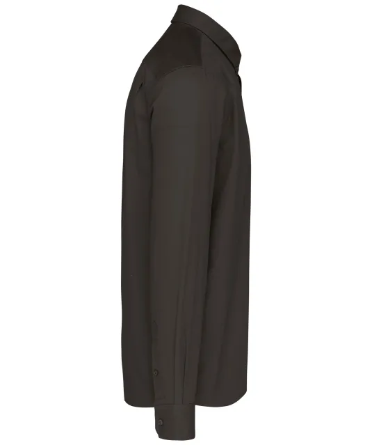 K586 - Herenoverhemd met lange mouwen van katoen Nevada Dark Grey