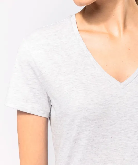 K381 - Dames T-shirt V-hals Korte Mouwen White