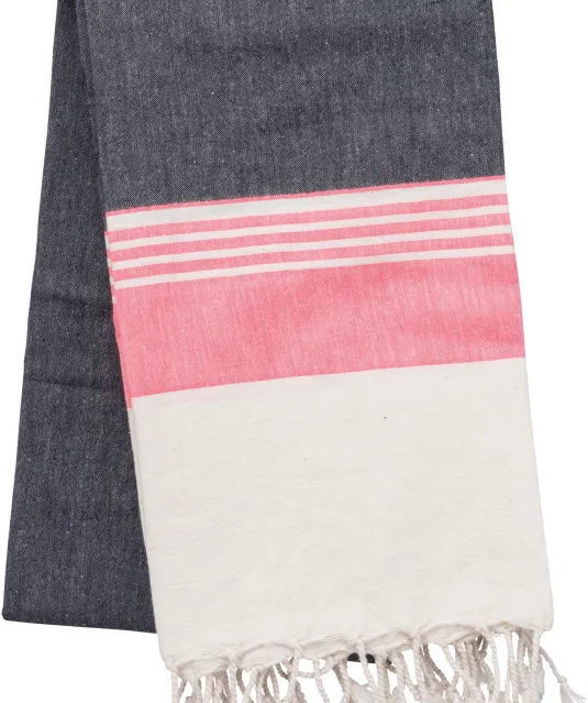 K134 - Gestreepte fouta Dark Grey / Tropical Pink Stripe
