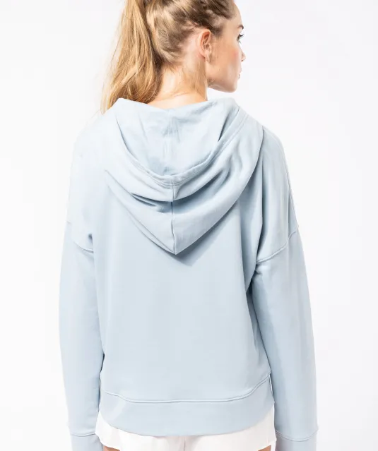 K494 - Bio lounge damessweater met capuchon Off White