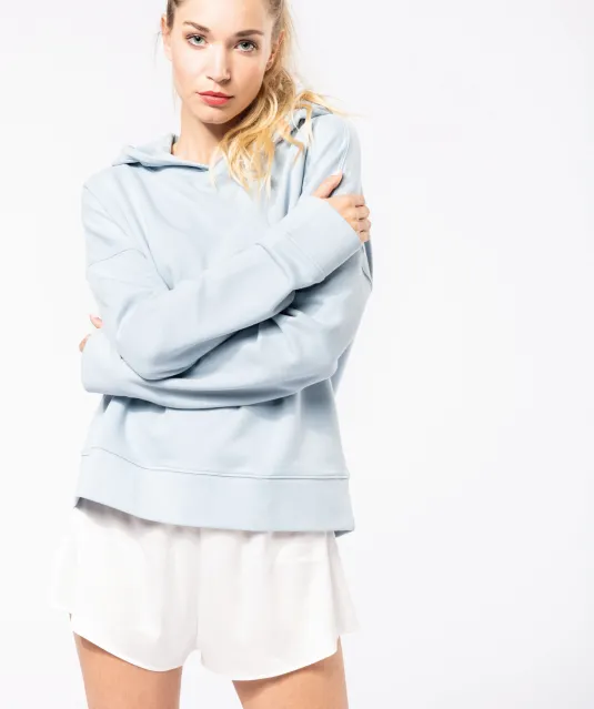 K494 - Bio lounge damessweater met capuchon Off White