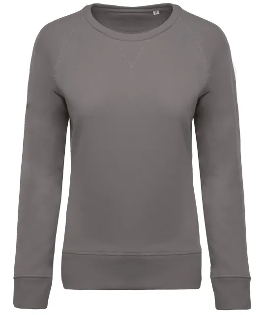 K481 - Damessweater BIO ronde hals raglanmouwen Storm Grey