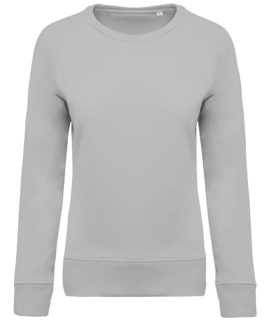 K481 - Damessweater BIO ronde hals raglanmouwen Snow Grey