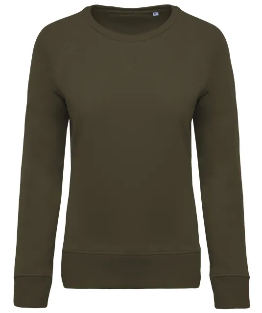 K481 - Damessweater BIO ronde hals raglanmouwen Mossy Green