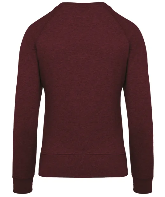 K481 - Damessweater BIO ronde hals raglanmouwen Wine Heather