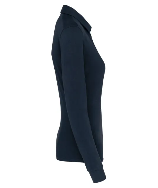 K265 - Damespolo lange mouwen van jersey Navy