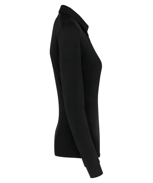 K265 - Damespolo lange mouwen van jersey Black