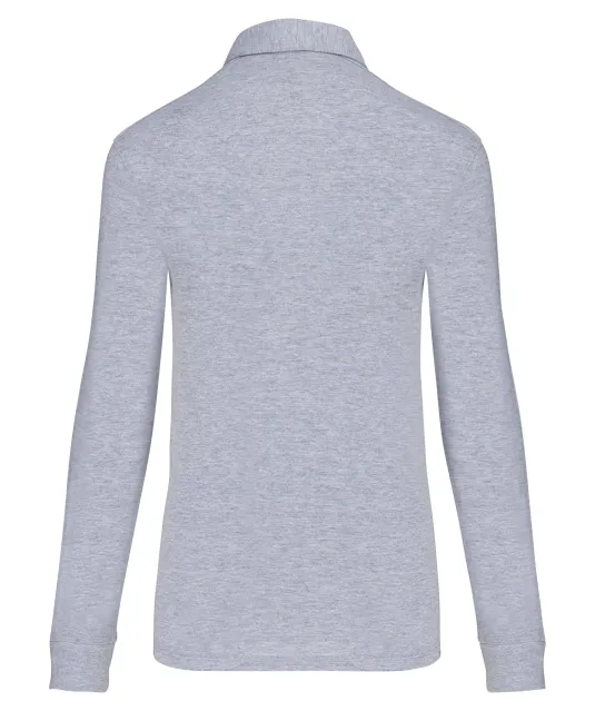 K265 - Damespolo lange mouwen van jersey Oxford Grey