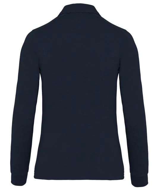 K265 - Damespolo lange mouwen van jersey Navy