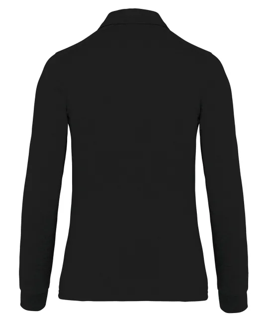 K265 - Damespolo lange mouwen van jersey Black
