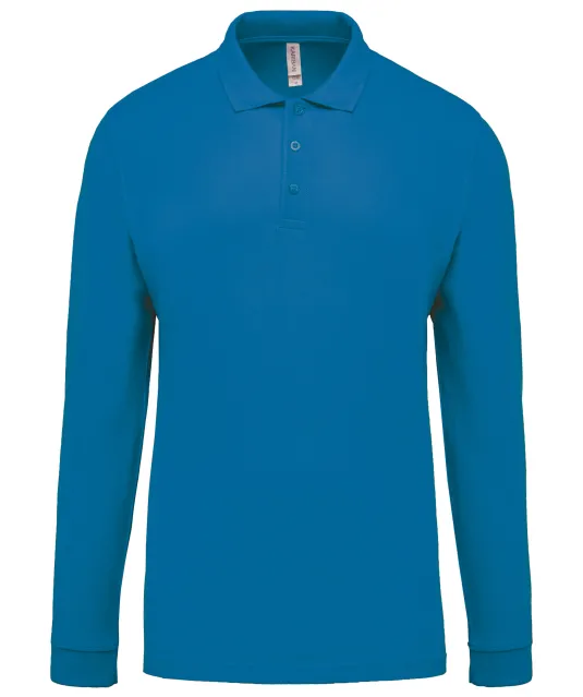 K256 - Piqué-herenpolo lange mouwen Tropical Blue