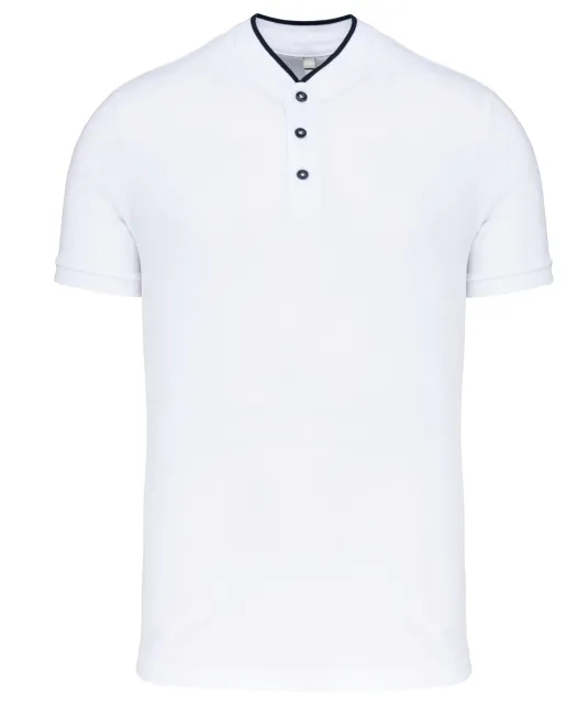 K223 - Herenpolo met maokraag en korte mouwen White / Navy