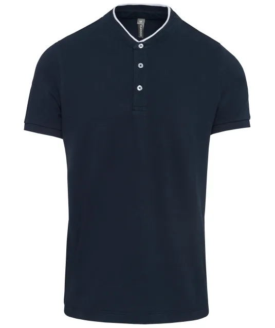 K223 - Herenpolo met maokraag en korte mouwen Navy / White