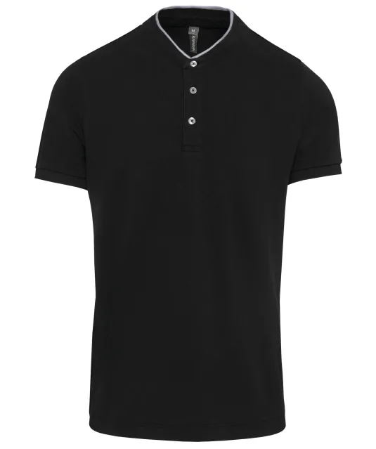 K223 - Herenpolo met maokraag en korte mouwen Black / Oxford Grey