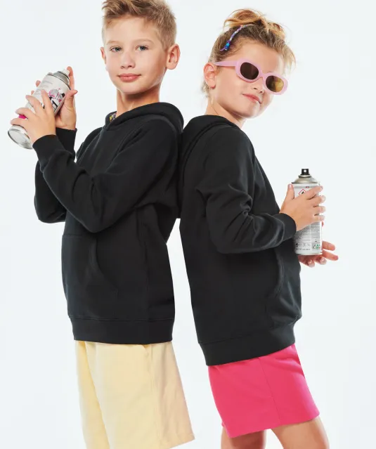 K4014 - Unisex kindersweater met contrasterende capuchon met motief Black / Skate Graffiti