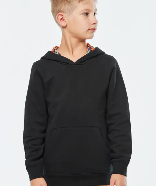 K4014 - Unisex kindersweater met contrasterende capuchon met motief Black / Skate Graffiti