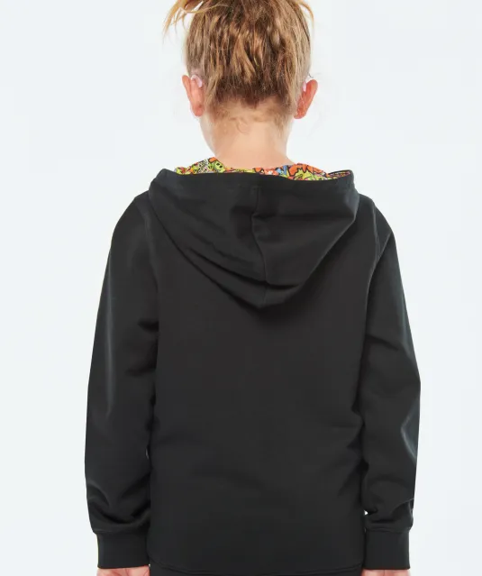 K4014 - Unisex kindersweater met contrasterende capuchon met motief Black / Skate Graffiti