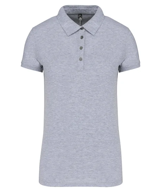 K263 - Damespolo korte mouwen van jersey Oxford Grey