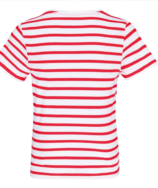 K379 - Gestreept T-shirt met zak en korte mouwen kids White / Red Stripe