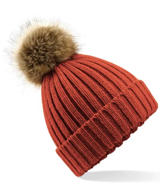 B412 - Pompon beanie Orange rust