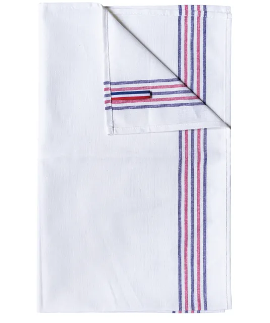 K139 - Theedoek met 5 strepen 'Origine France Garantie' White