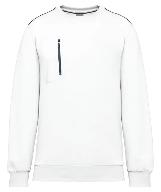 WK403 - Day To Day unisex sweater met zip contrasterende zak White / Navy