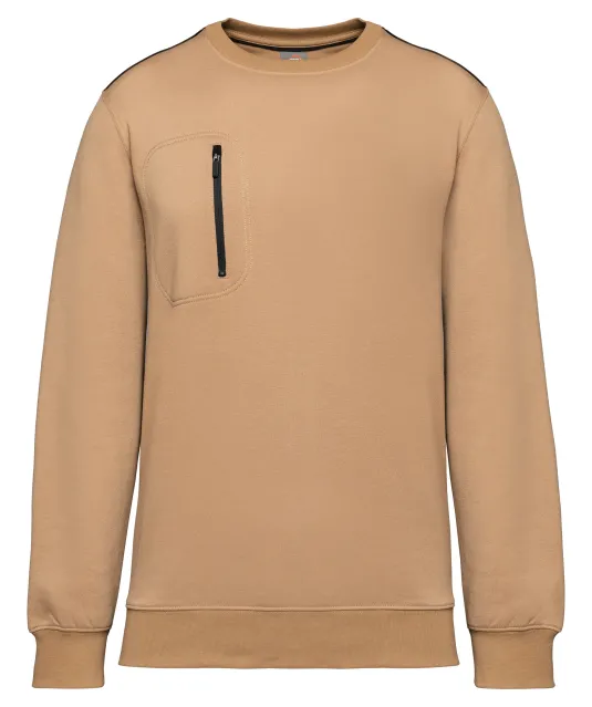 WK403 - Day To Day unisex sweater met zip contrasterende zak Camel / Black