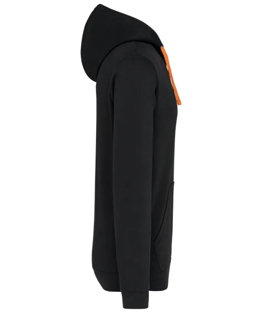 K446 - Sweater met contrasterende capuchon Black / Orange