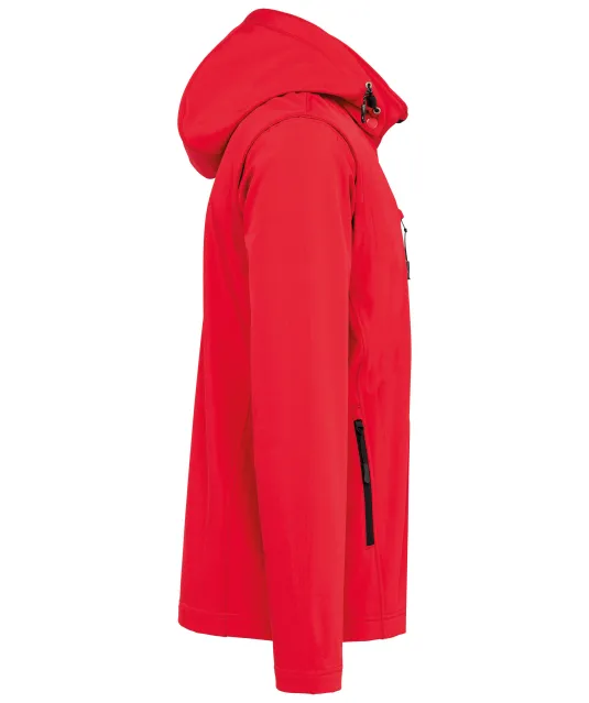K422 - 3-laagse uniseks softshelljas met afneembare capuchon en mouwen Red