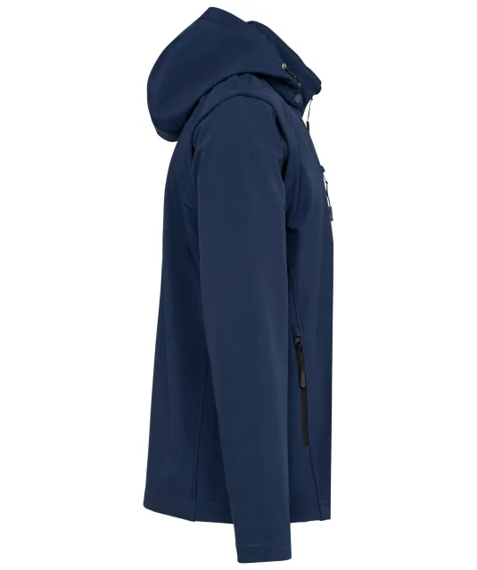 K422 - 3-laagse uniseks softshelljas met afneembare capuchon en mouwen Navy