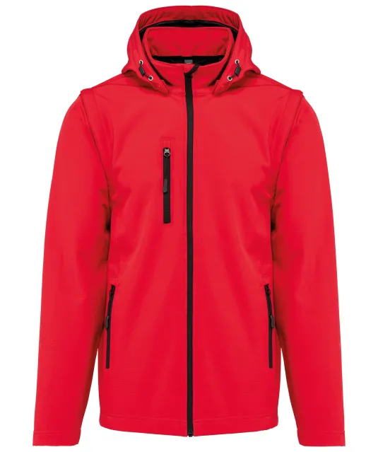 K422 - 3-laagse uniseks softshelljas met afneembare capuchon en mouwen Red