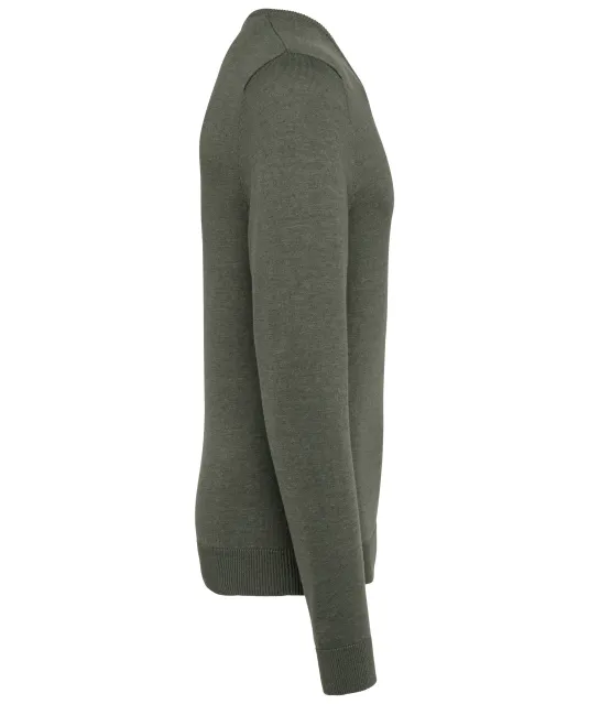 K965 - Heren pullover met v-hals Green Marble Heather