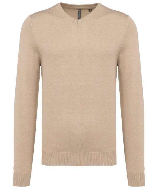 K965 - Heren pullover met v-hals Beige heather