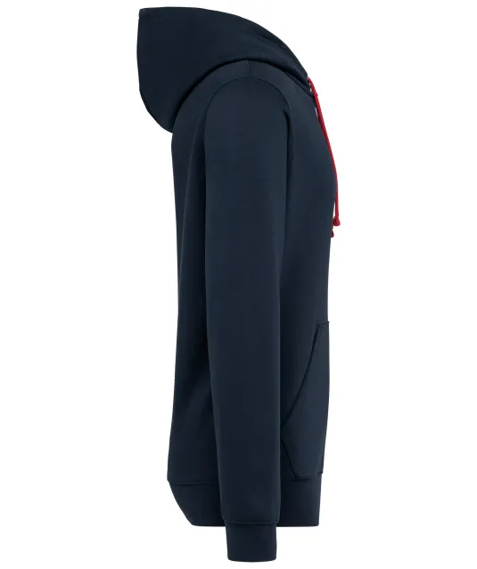 K4013 - Unisex sweater met capuchon met contrasterend motief Navy / Red Tartan