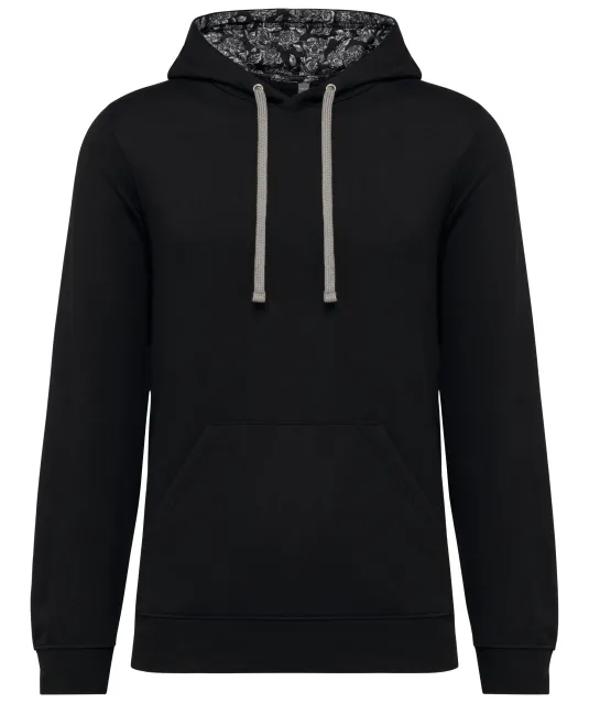 K4013 - Unisex sweater met capuchon met contrasterend motief Black / Mexican Skull