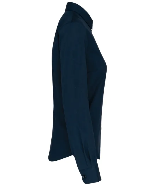 K510 - Damesblouse in popeline met lange mouwen Navy