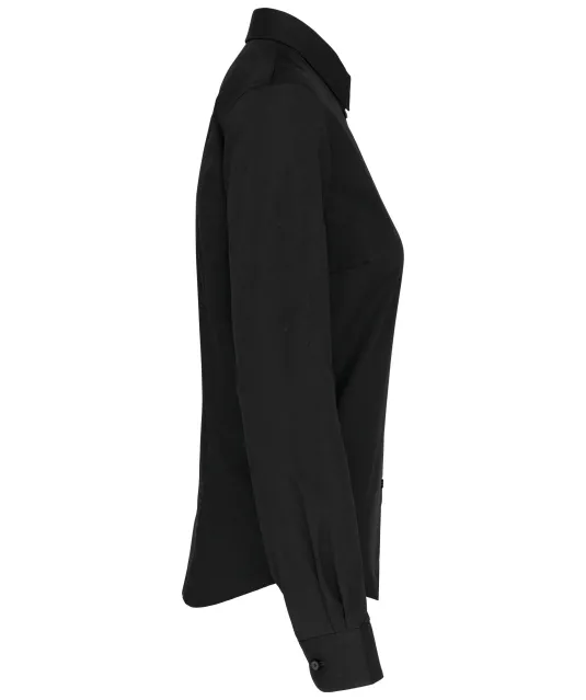 K510 - Damesblouse in popeline met lange mouwen Black