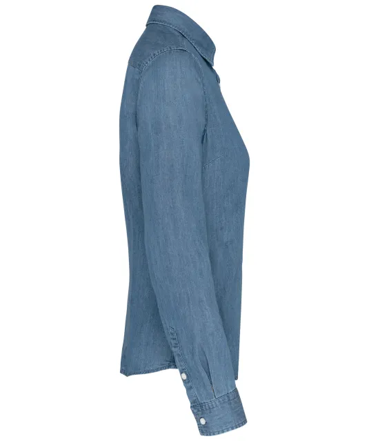 K509 - Damesblouse Denim Chambray Blue