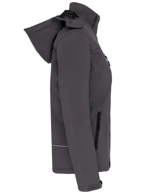 K651 - Gewatteerde softshell damesparka met capuchon Titanium