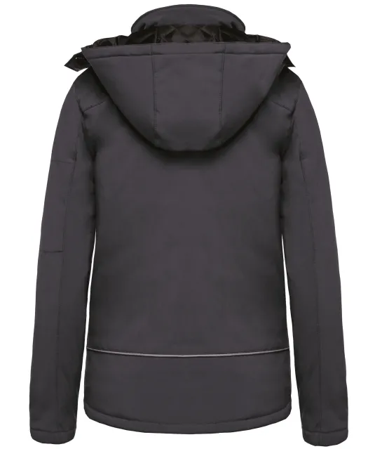K651 - Gewatteerde softshell damesparka met capuchon Titanium