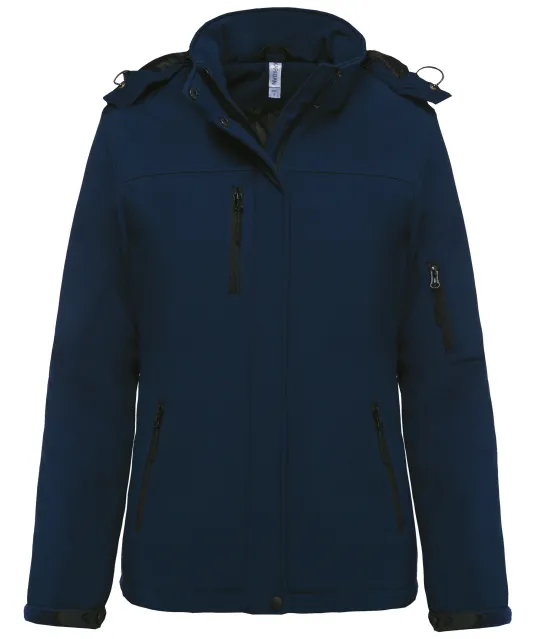 K651 - Gewatteerde softshell damesparka met capuchon Navy